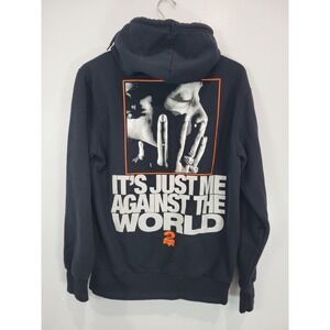 Vtg 2Pac Hoodie Black Graphic Print "Its Just Me Against The World" Men's Size M